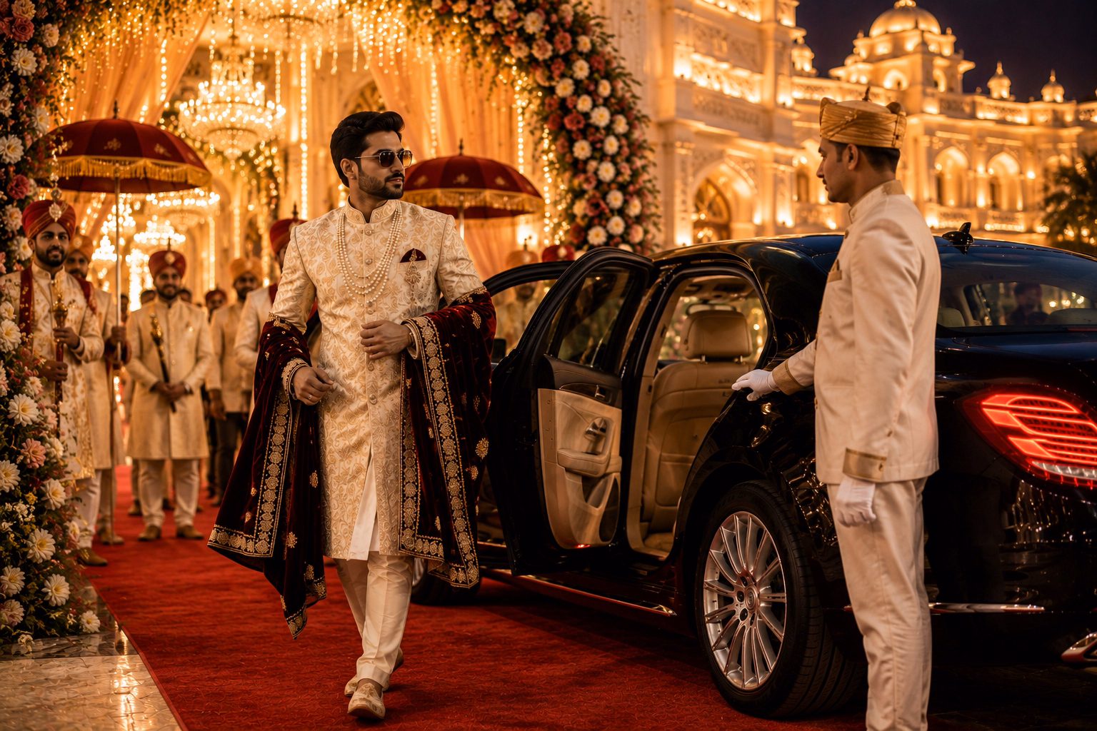 Luxury wedding car for couple photography in Jaipur